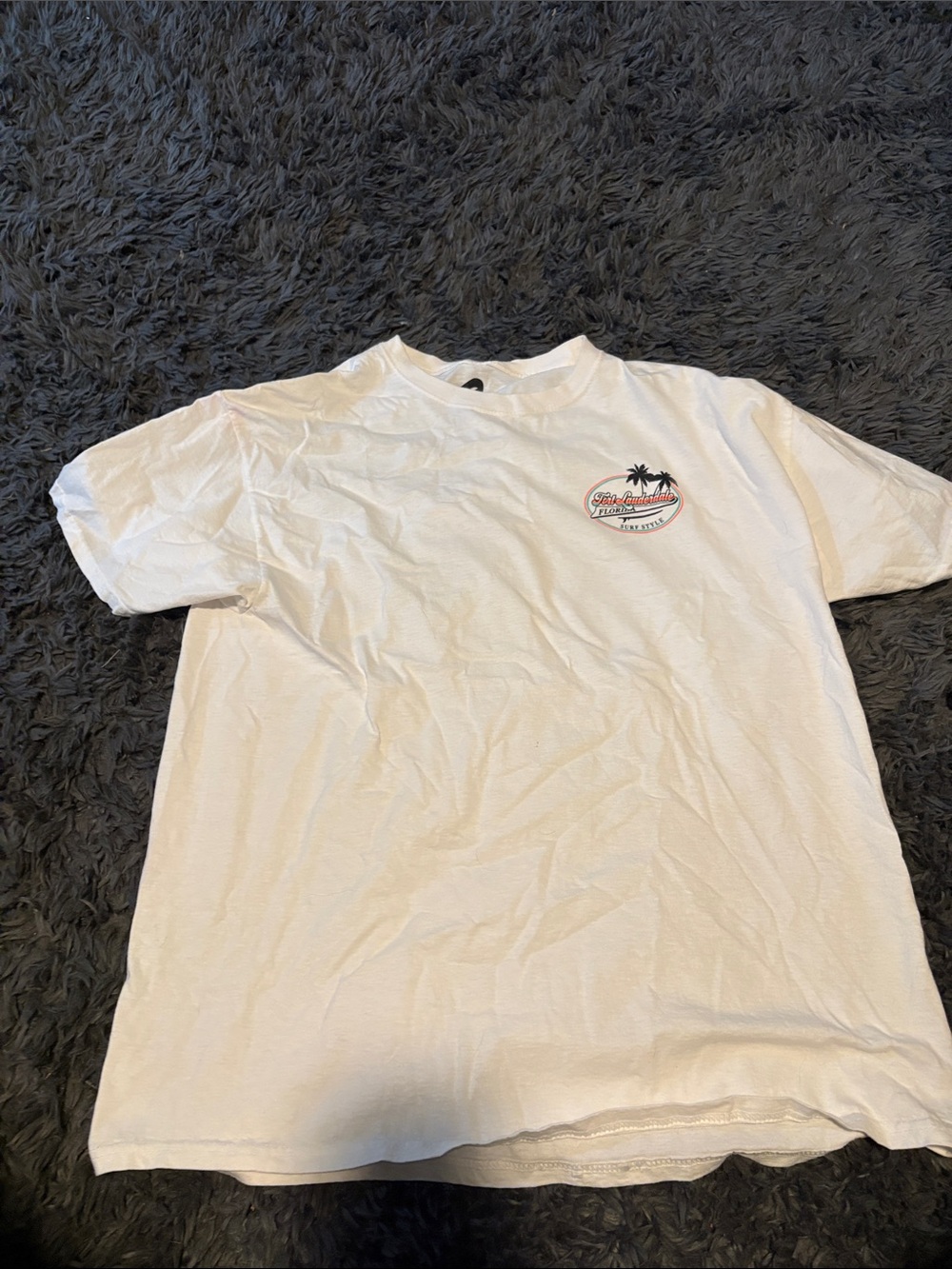 surf style White Short-Sleeve Tee with Palm Logo